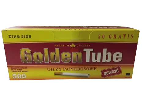 hilzy-dlia-nabyvannia-tsyharok-golden-tube-500sht.15mm.-king-size-filter-87275891772604.webp Гільзи паперові для набивання сигарет GOLDEN TUBE 500шт.(15мм. king size filter) - Зображення 1